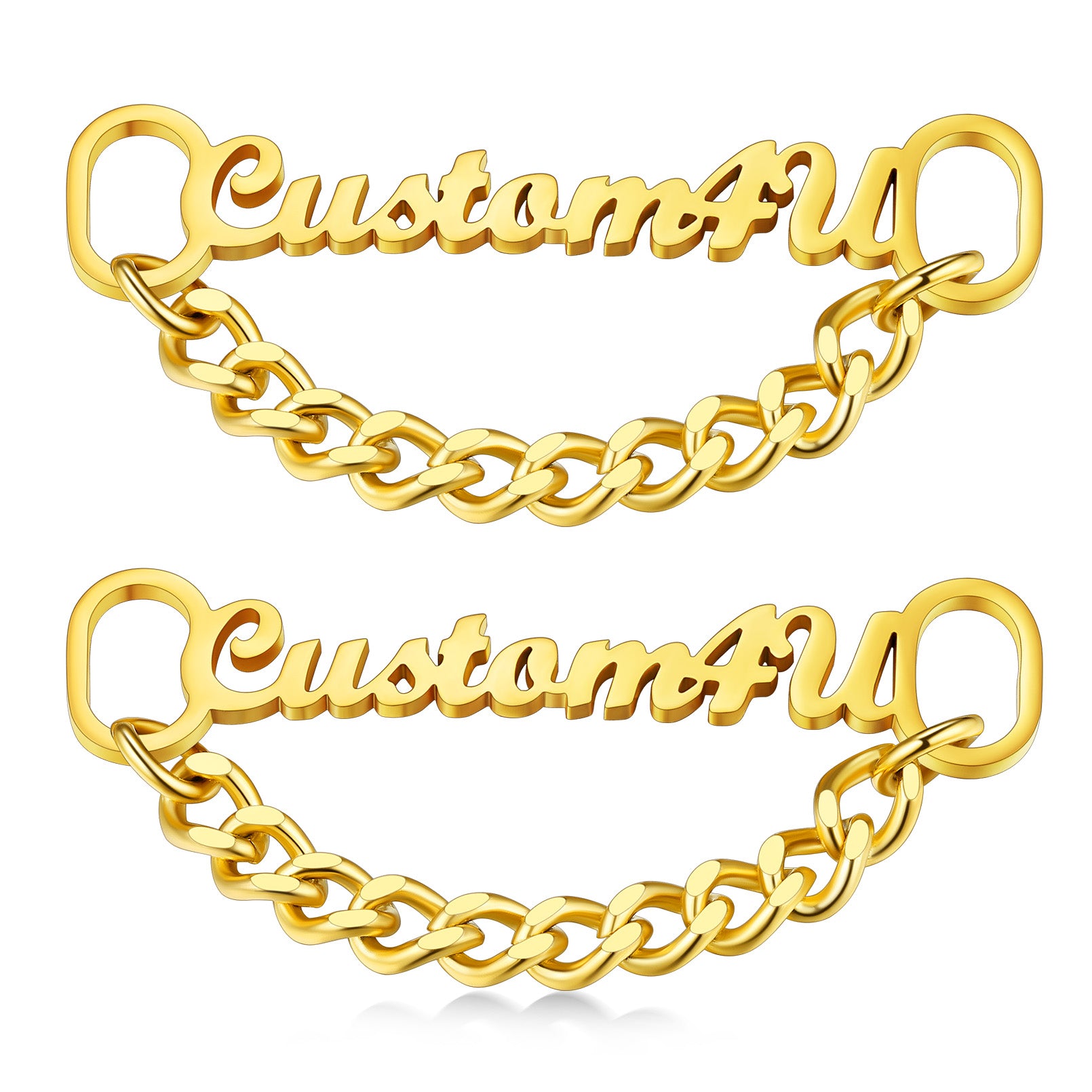 Boucle de Lacet Personnalisée avec Nom (Lot de 2) B Or