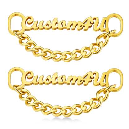 Boucle de Lacet Personnalisée avec Nom (Lot de 2) B Or