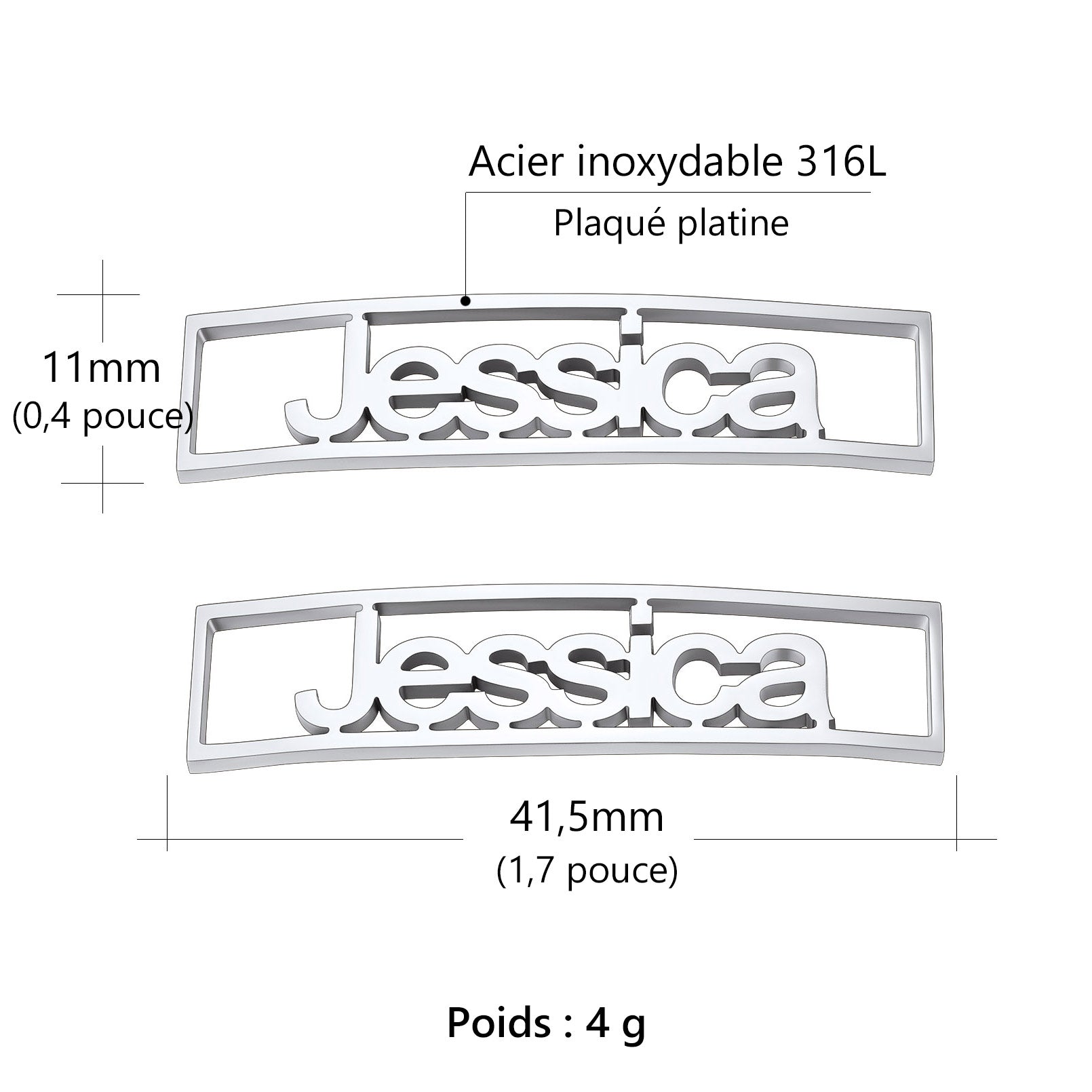 Boucle de Lacet Personnalisée avec Nom (Lot de 2) C Taille