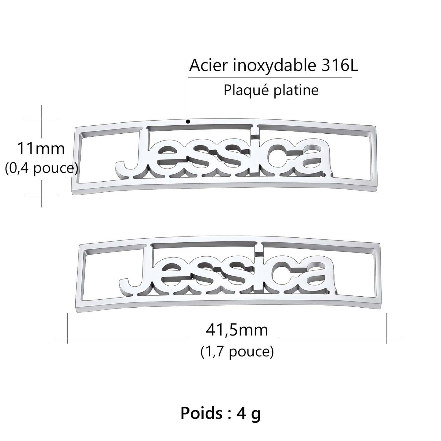Boucle de Lacet Personnalisée avec Nom (Lot de 2) C Taille