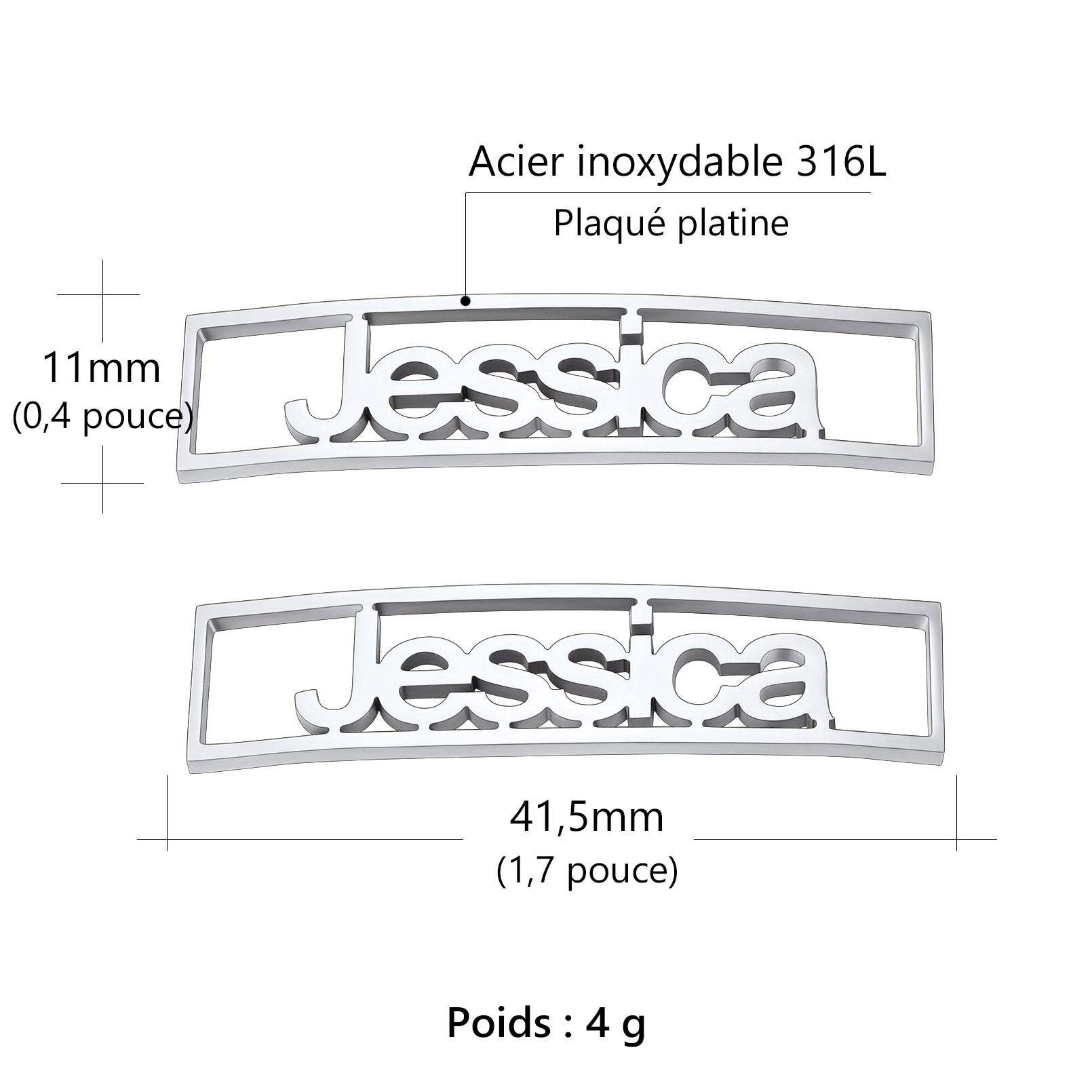 Boucle de Lacet Personnalisée avec Nom (Lot de 2) C Taille