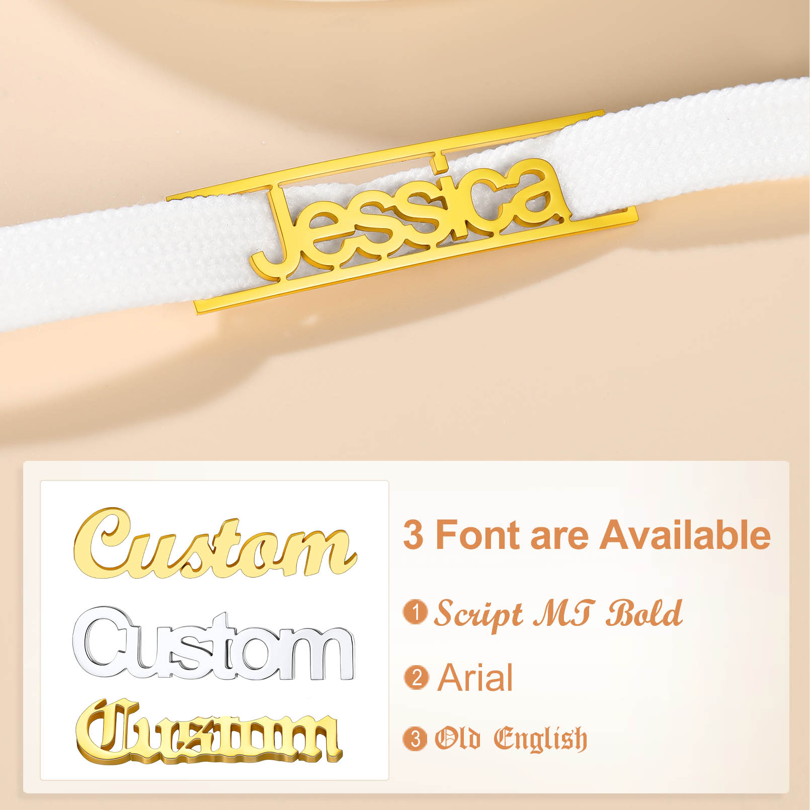 Boucle de Lacet Personnalisée avec Nom (Lot de 2) Police