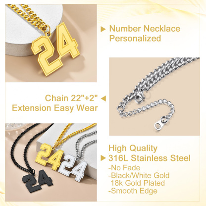  Pendentif Personnalisé avec Numéro pour Homme