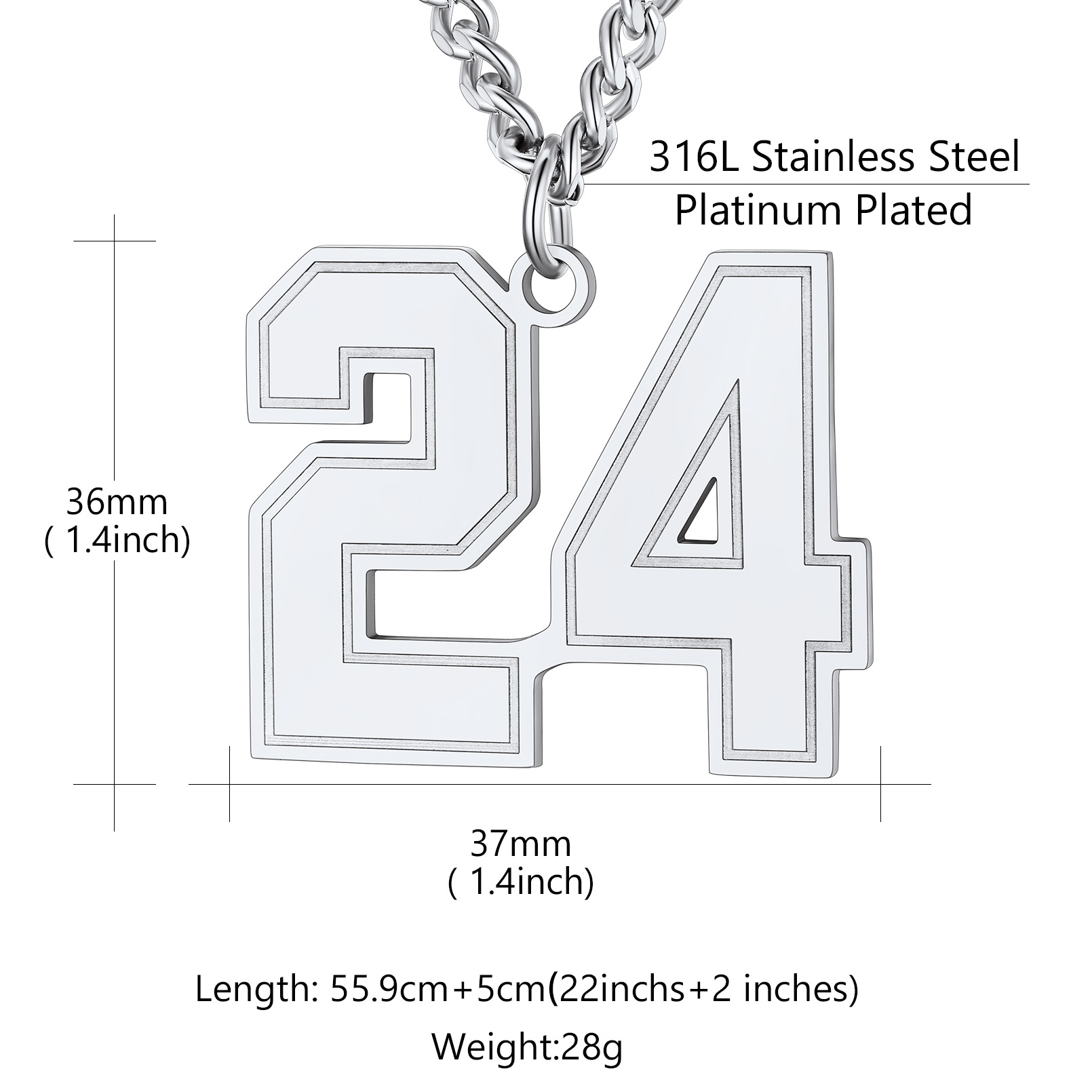 Collier Pendentif Personnalisé avec Numéro pour Homme Taille