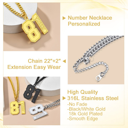  Collier Numéro Personnalisé en Acier Inoxydable avec Gravure Détail