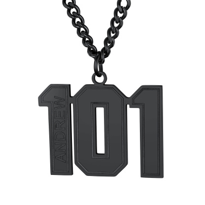 Collier Numéro Personnalisé en Acier Inoxydable Noir