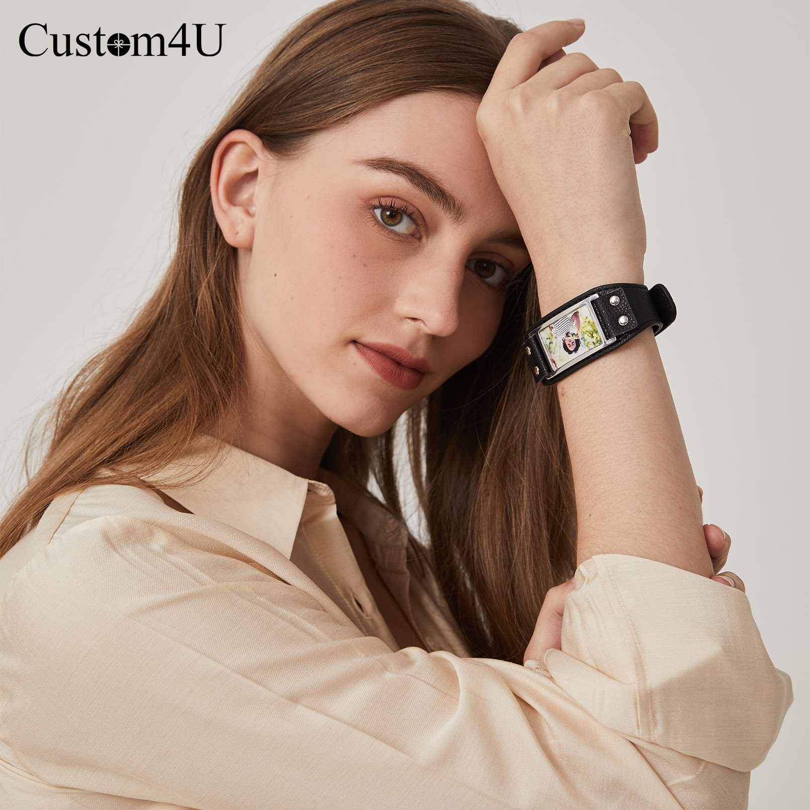 Bracelet en Cuir avec Photo pour Homme