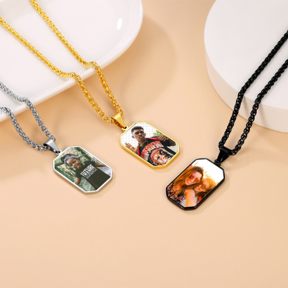 Pendentif Plaque Militaire Personnalisée avec Photo pour Homme Collection 
