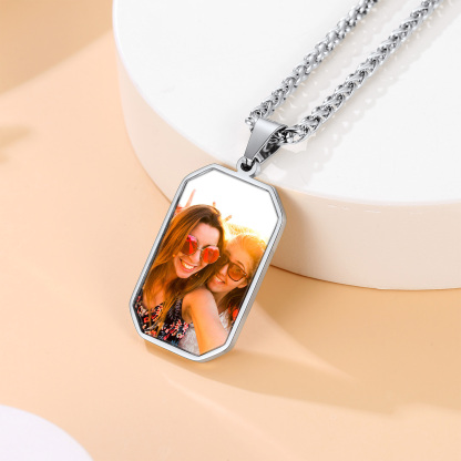 Collier Pendentif Plaque Militaire Personnalisée avec Photo