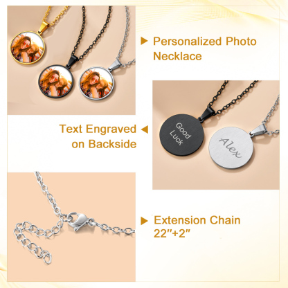 Collier Rond Personnalisé avec Photo Gravée pour Femme et Homme Détail