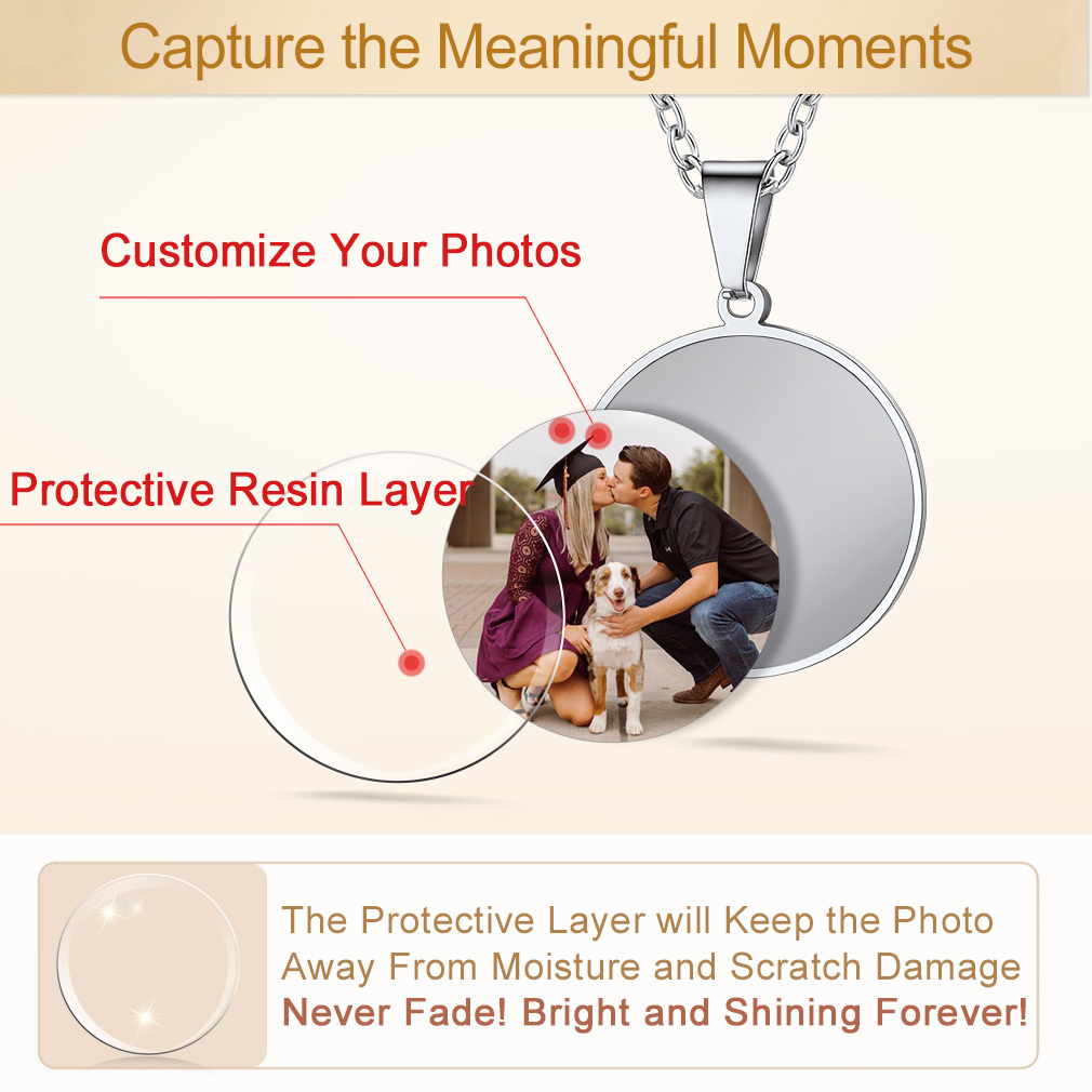 Collier Rond Personnalisé avec Photo Gravée Détail