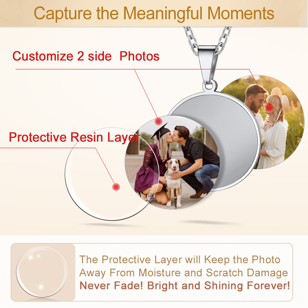 Collier Rond Personnalisé avec Photo pour Hommes et Femmes Protective