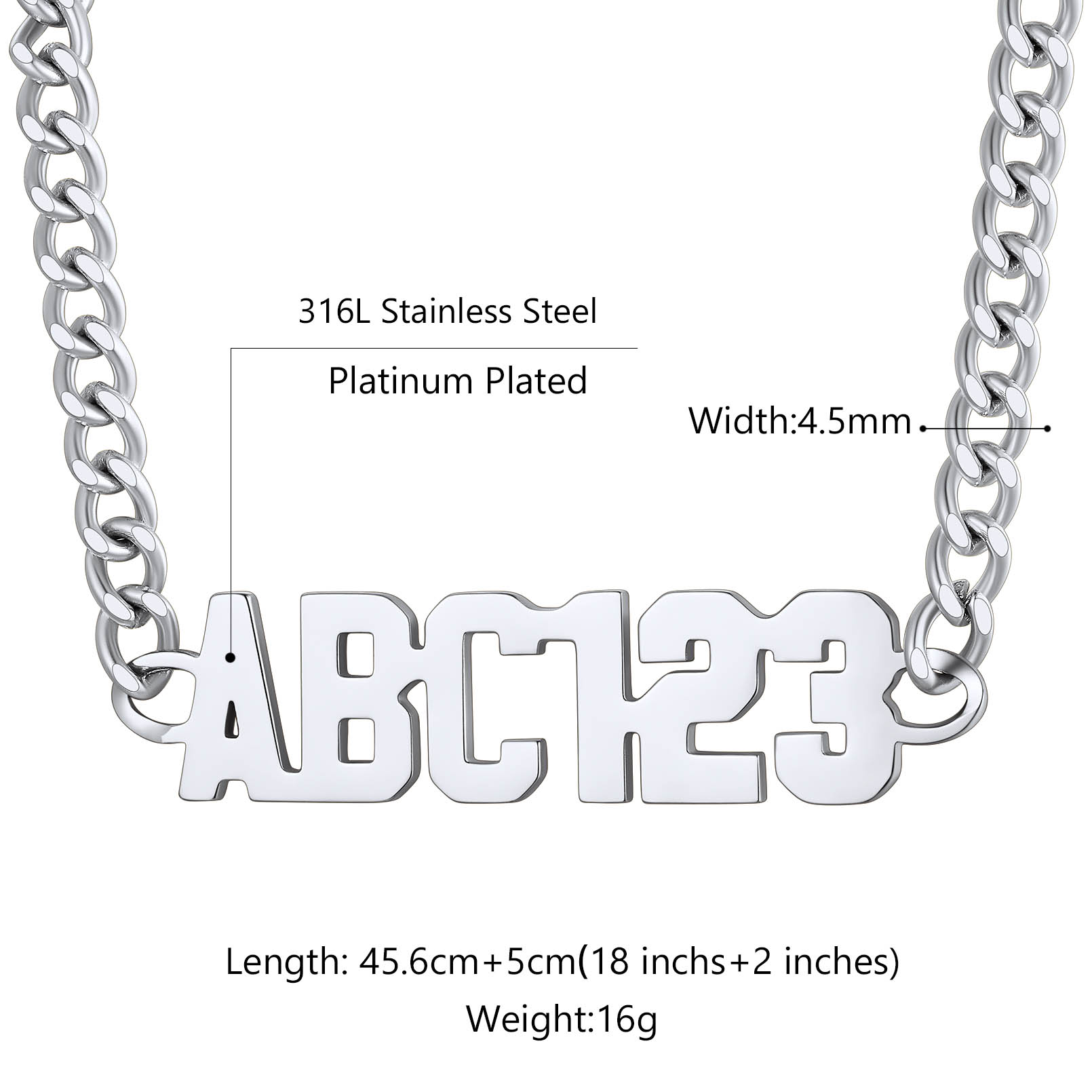 Collier Personnalisé avec Nom et Chaîne Cuban Taille