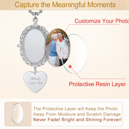 Pendentif Miroir de Voiture Décoration Charm avec Photo Protective