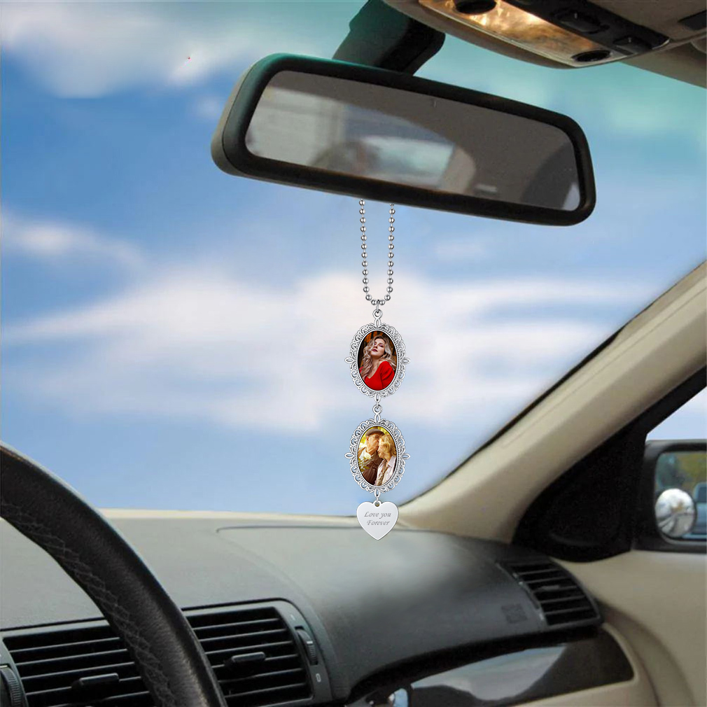 Pendentif Miroir de Voiture Décoration 2 Charms avec Photo 