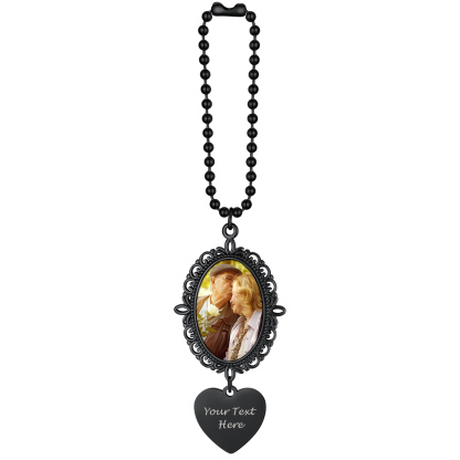 Pendentif Miroir de Voiture Décoration Charm avec Photo Noir