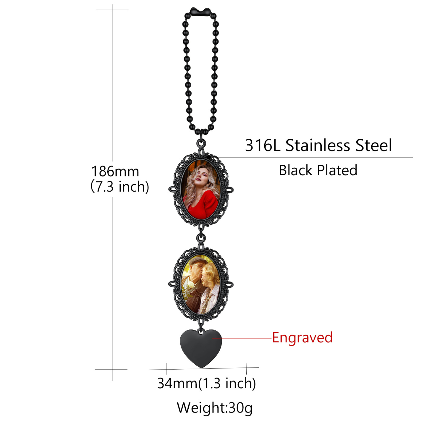 Pendentif Miroir de Voiture Décoration 2 Charm savec Photo  Taille