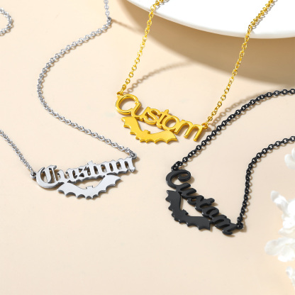 Collier Collection gothique personnalisé Halloween avec pendentif chauve-souris