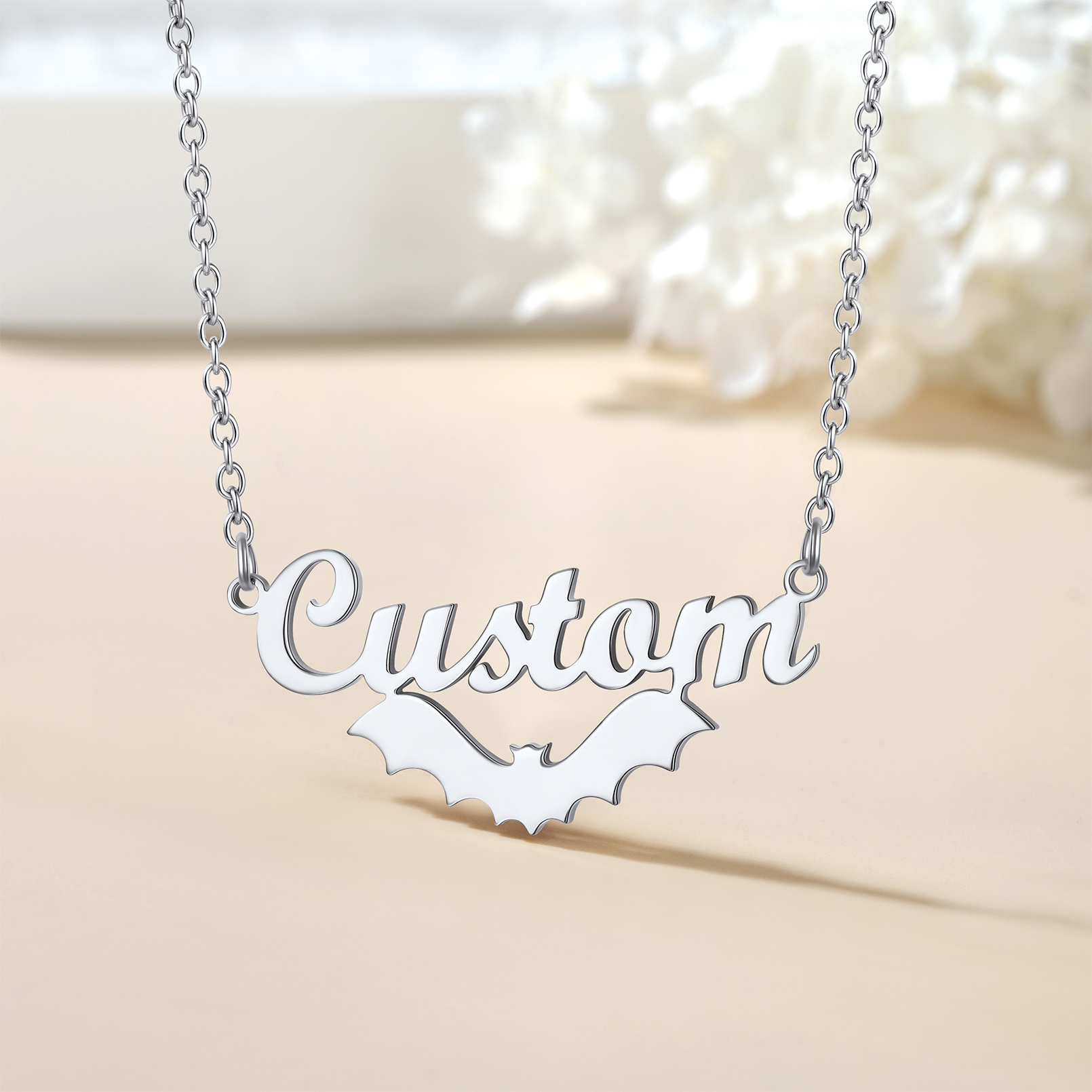 Collier gothique personnalisé Halloween avec pendentif Argenté