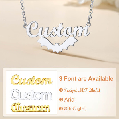 Collier gothique personnalisé Halloween avec pendentif chauve-souris Police
