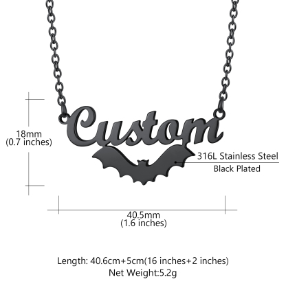 Collier gothique personnalisé Halloween avec pendentif chauve-souris Taille