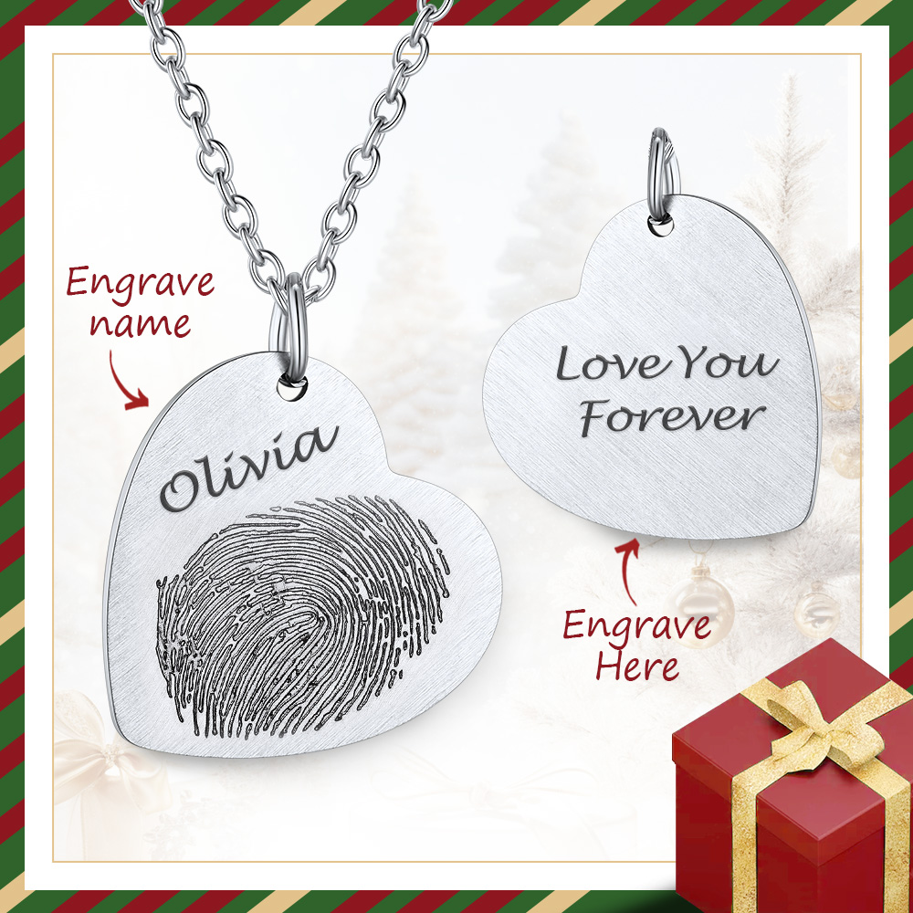 Collier Personnalisé Gravé Empreinte en Acier  Inoxydable