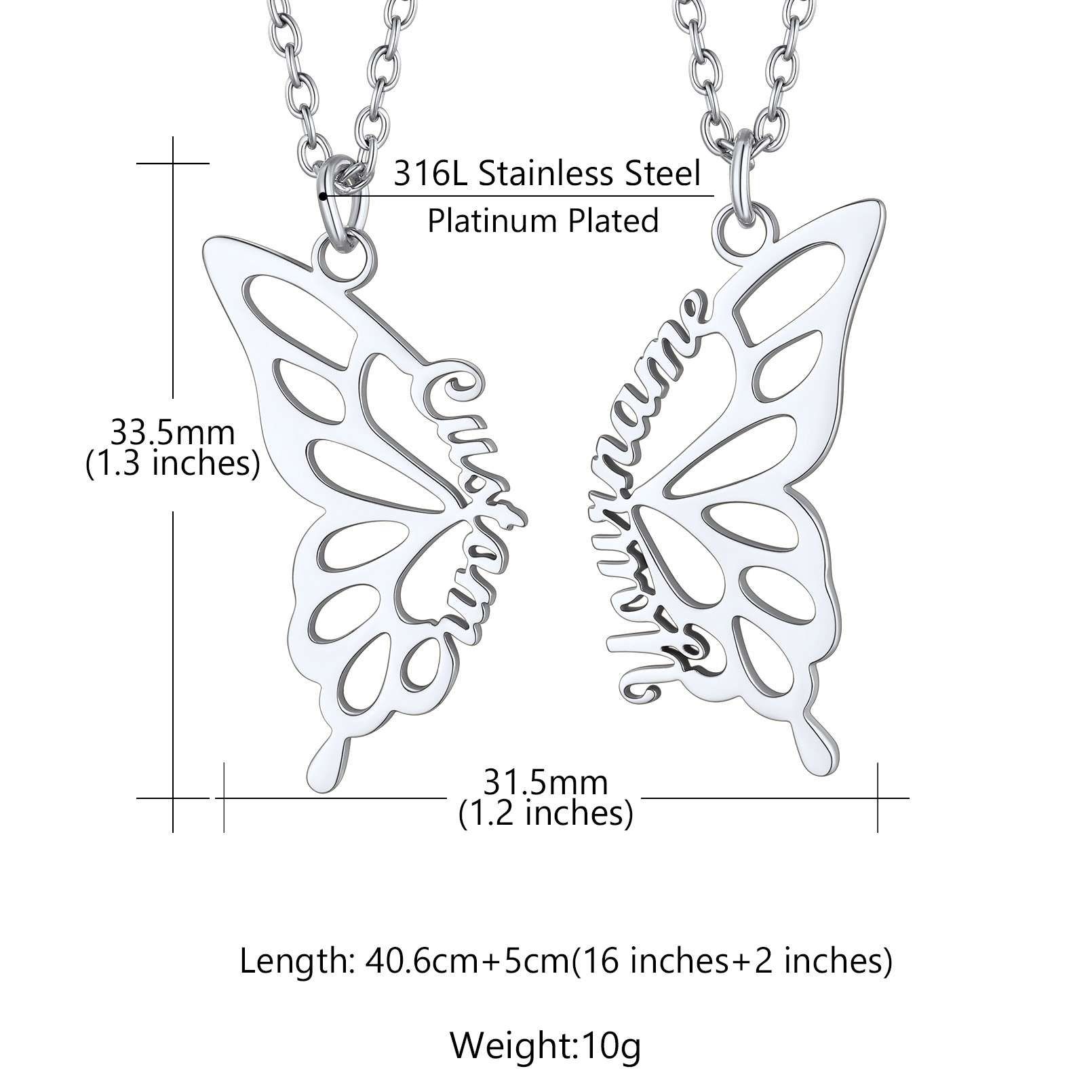 Collier Personnalisé Papillon avec Prénom pour Femmes