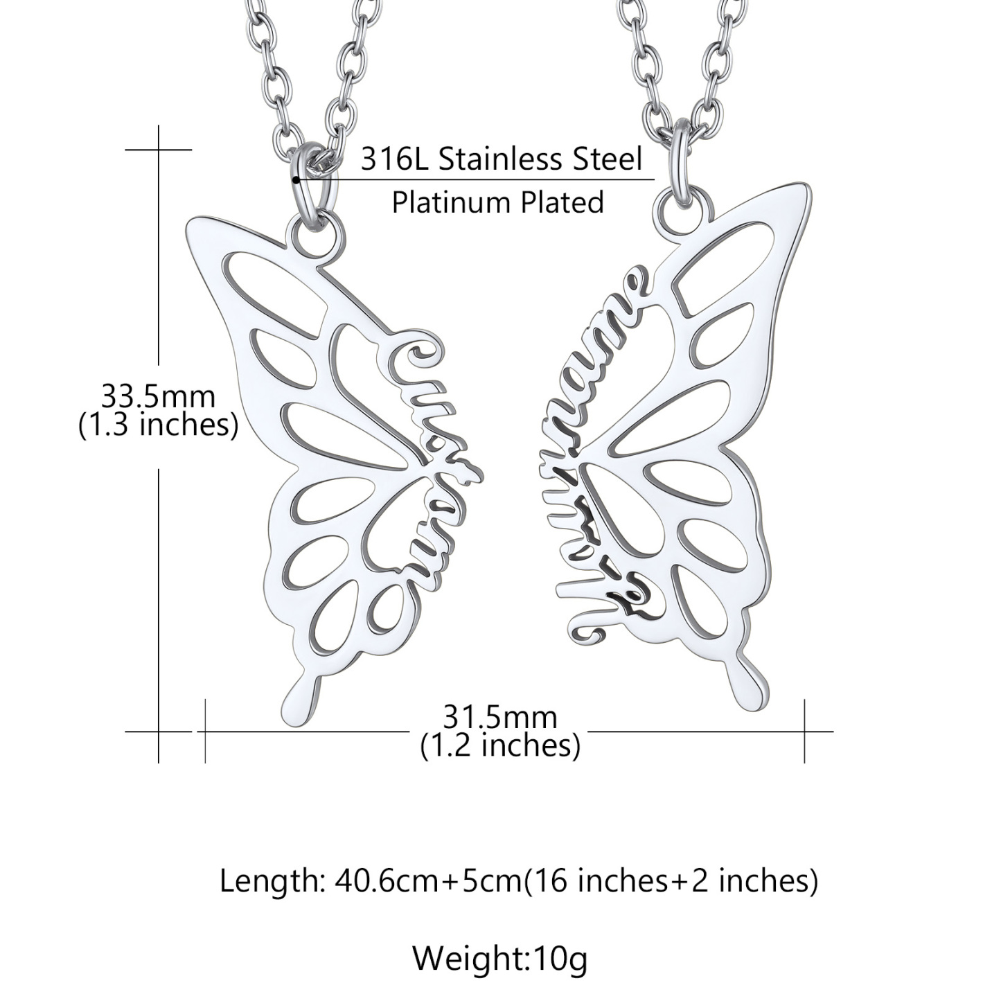 Collier Personnalisé Papillon avec Prénom pour Femmes