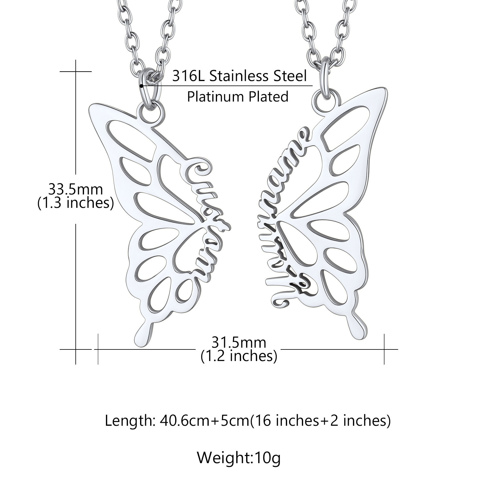 Collier Personnalisé Papillon avec Prénom pour Femmes