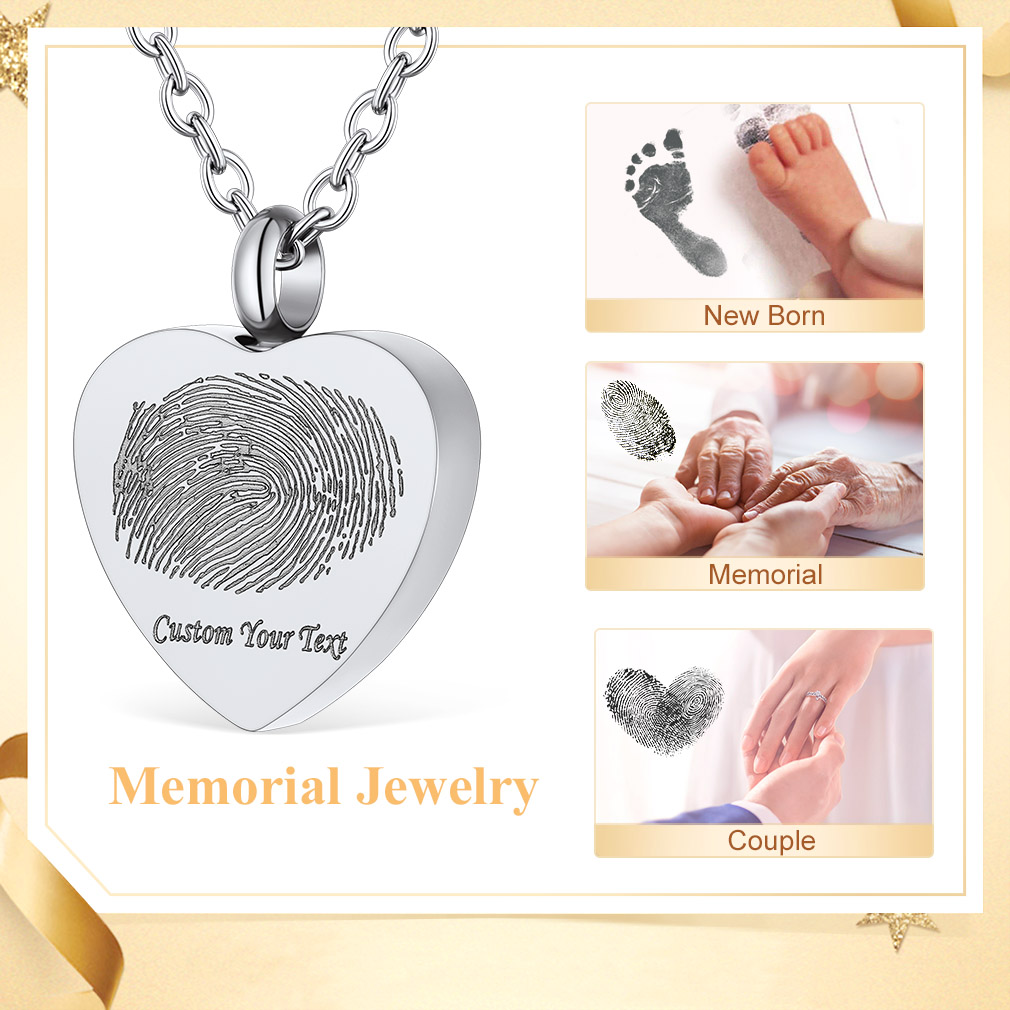 Collier Urne Cœur avec Photo et Empreinte