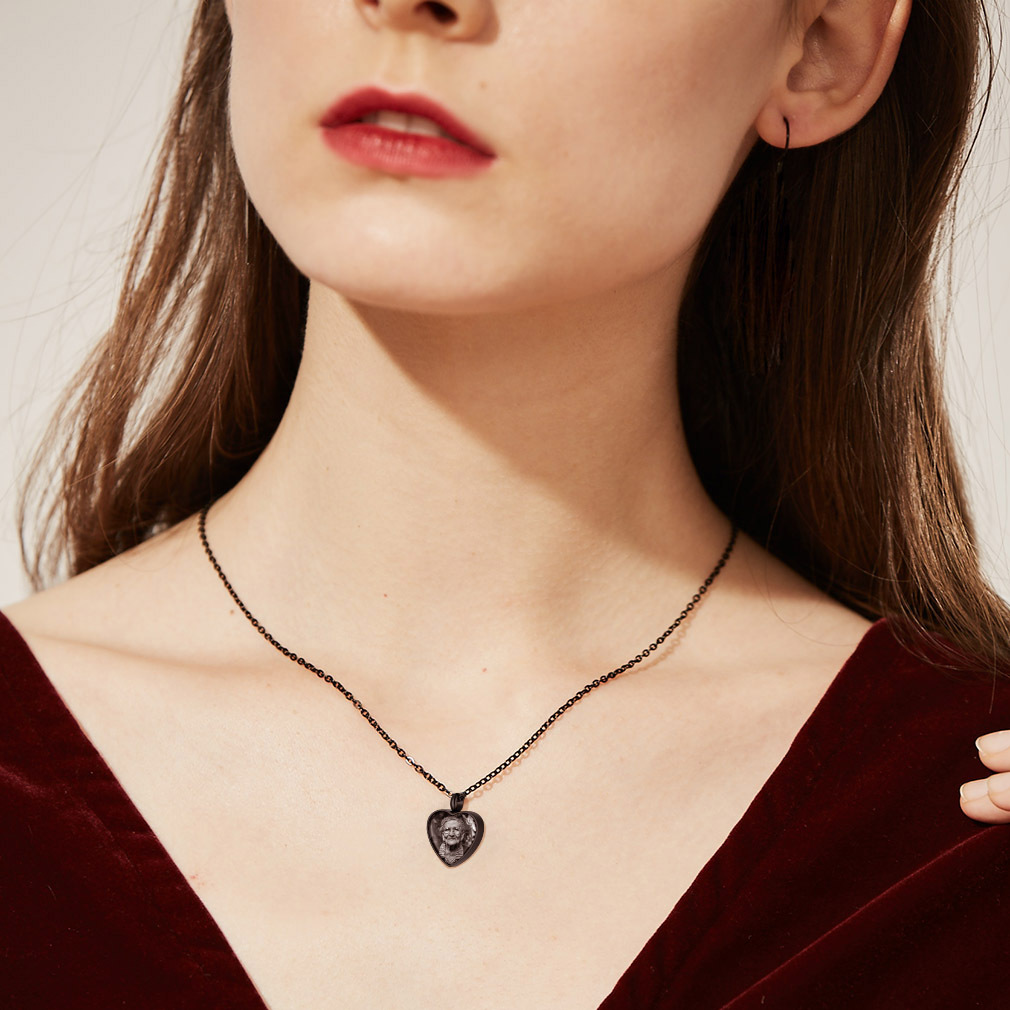 Collier Urne Cœur Personnalisé avec Photo et Empreinte Modèle