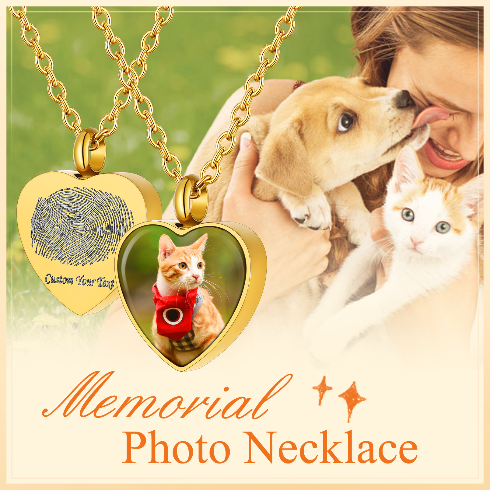 Collier Cœur Personnalisé avec Photo et Empreinte