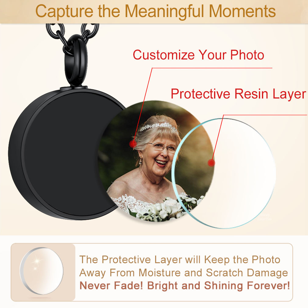 Collier Urne Étanche Funéraire Personnalisé avec Photo et Empreinte Protective