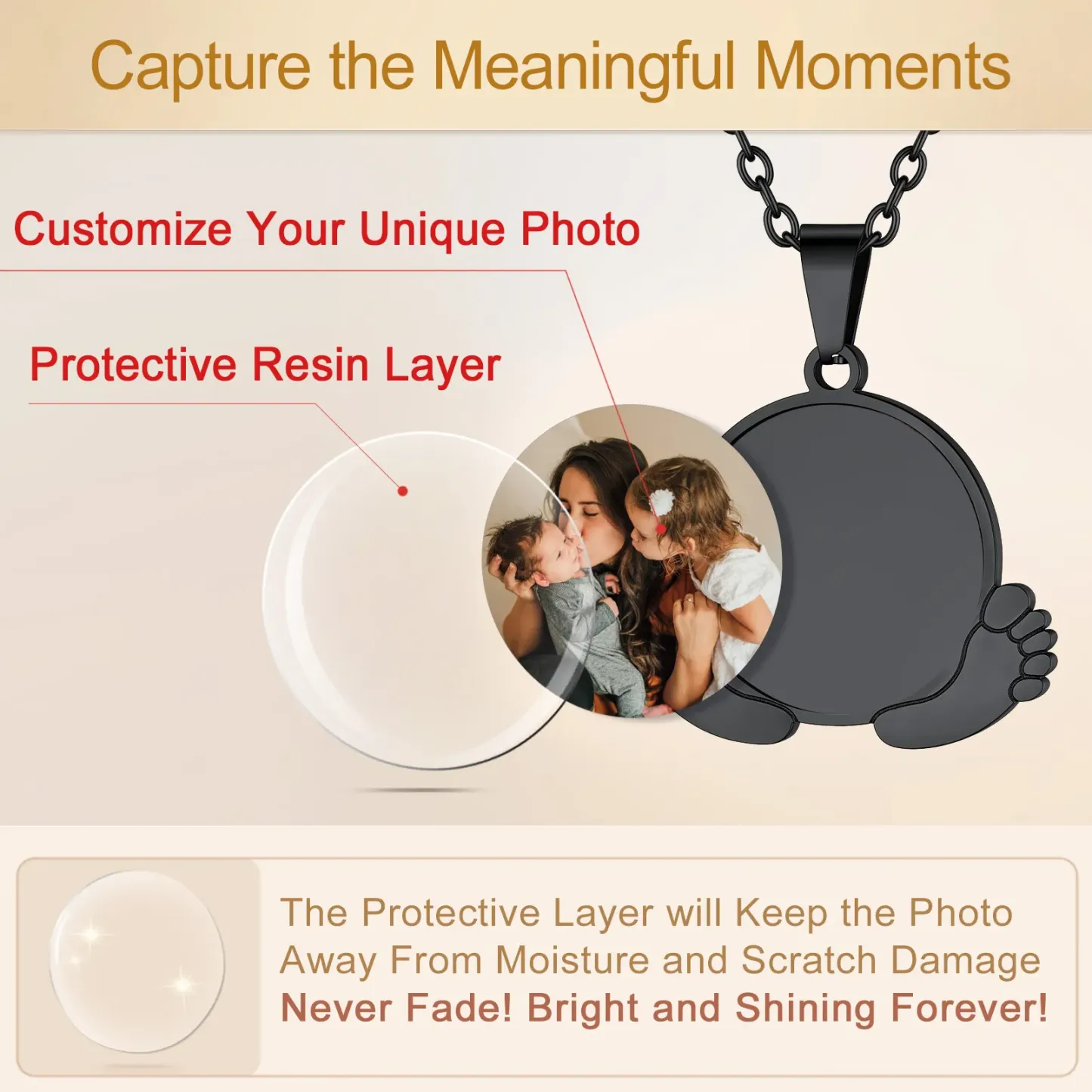 Collier Photo Personnalisé Petits Pieds de Bébé 