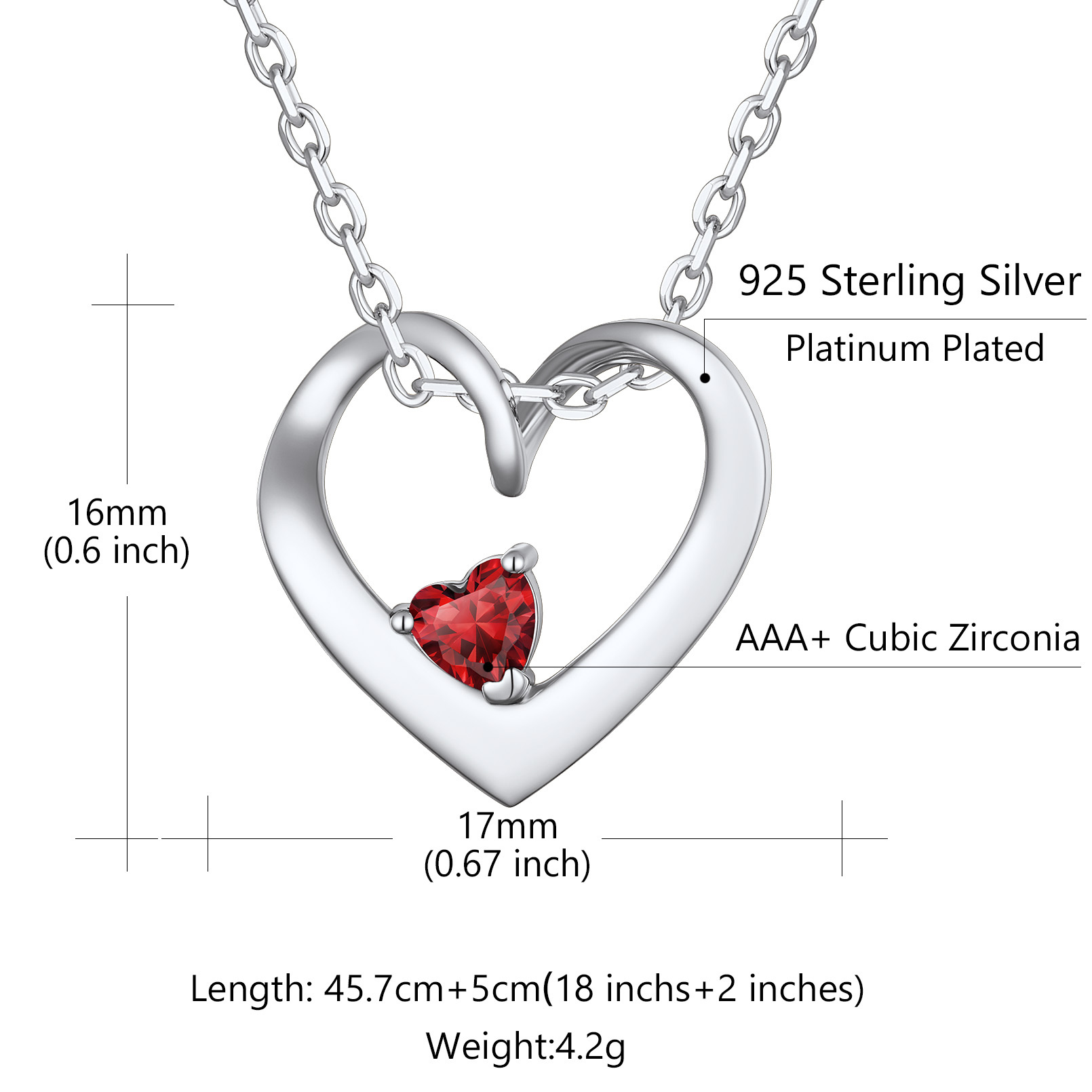 Collier Personnalisé avec Prénoms et Pierres de Naissance (1-5 Cœurs) Taille