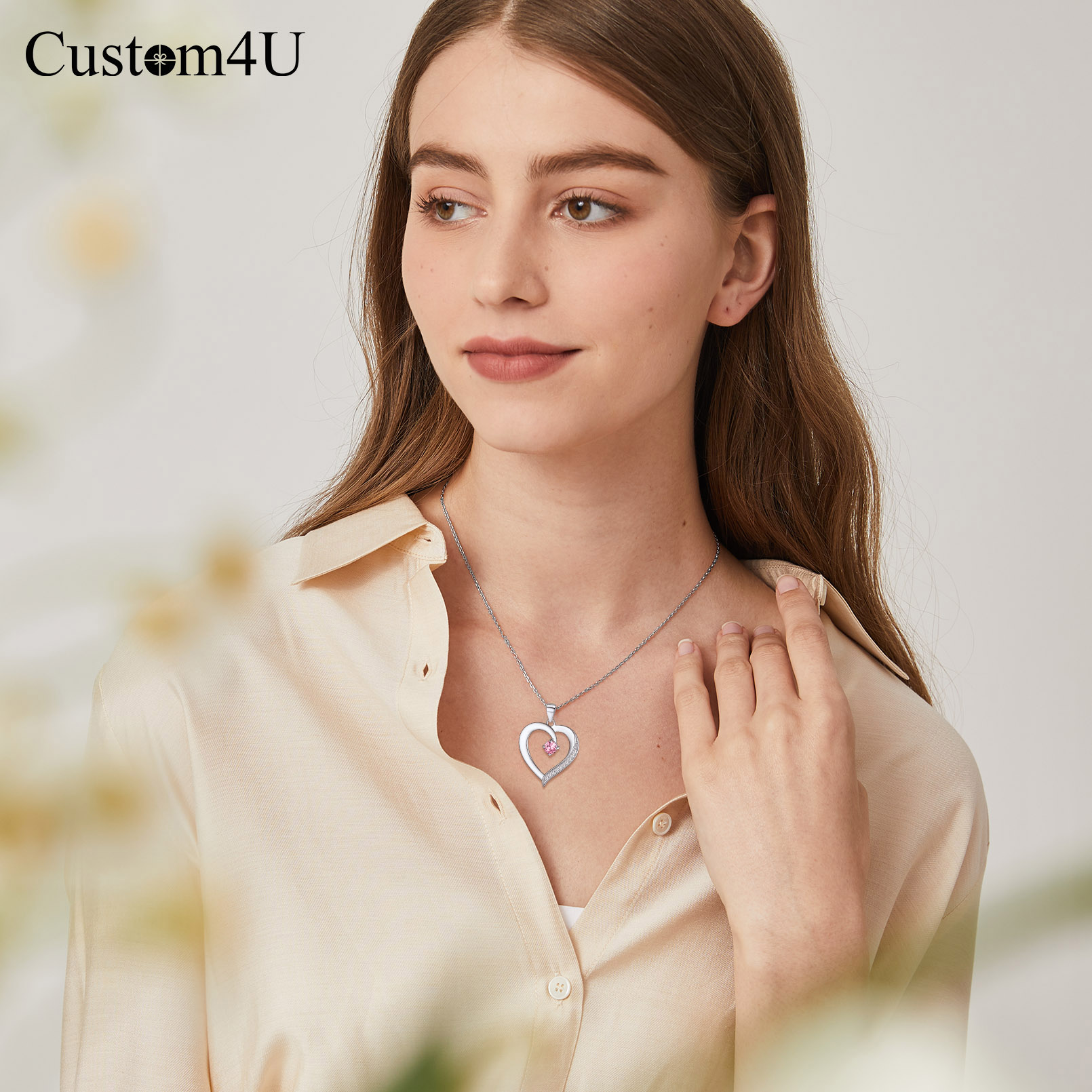 Collier Cœur avec Pierres de Naissance