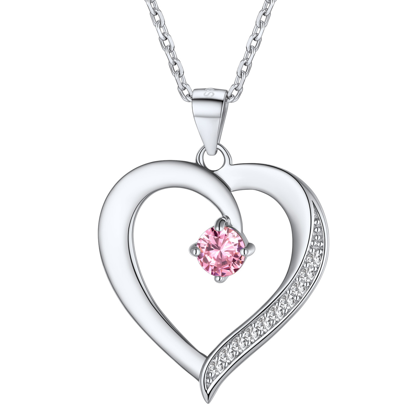 Collier Cœur avec 1 Pierre de Naissance et Noms Personnalisés