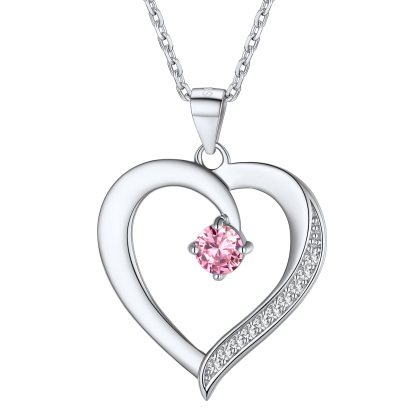 Collier Cœur avec 1 Pierre de Naissance et Noms Personnalisés