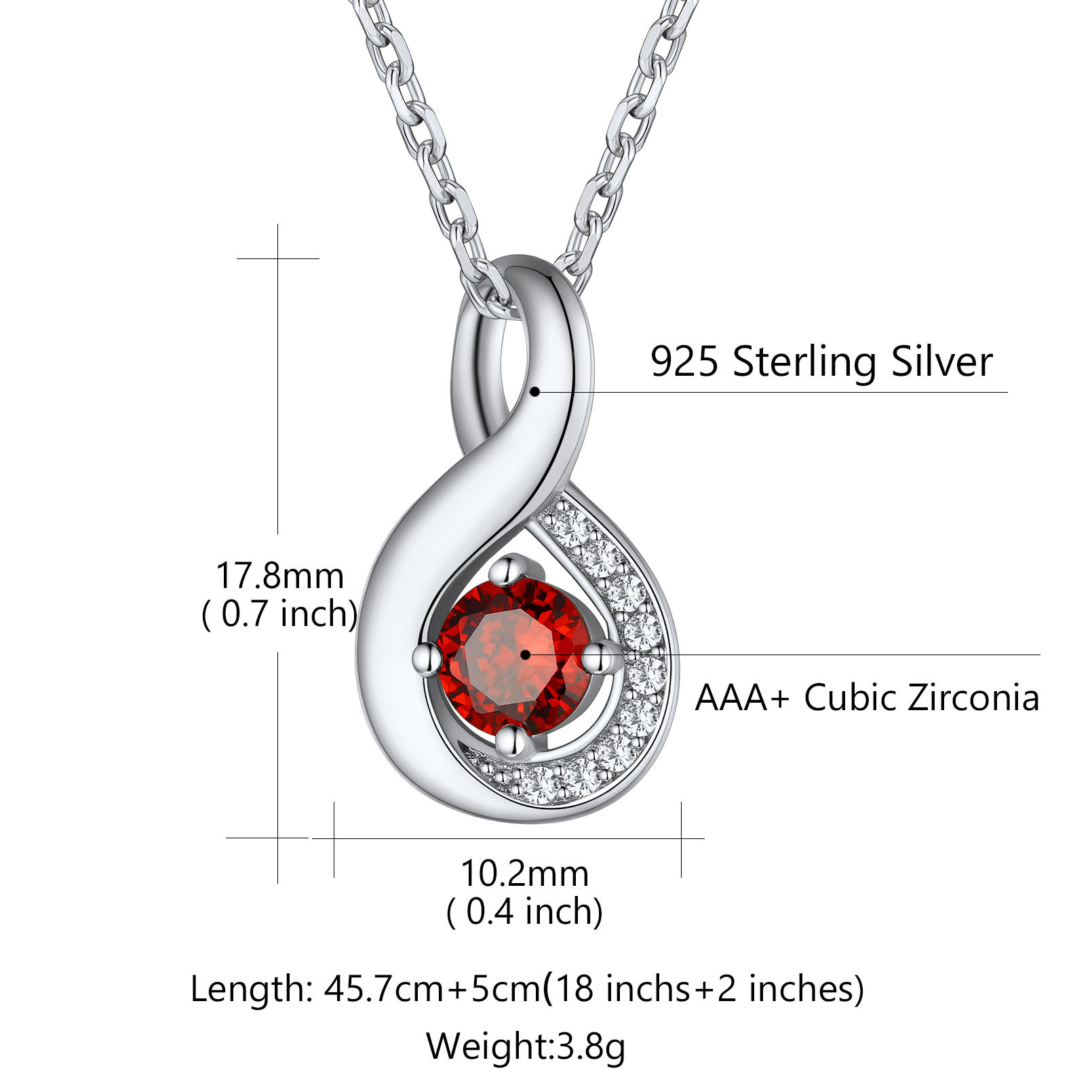 Collier Infini Personnalisé avec Gravure et 1 Pierre de Naissance Taille