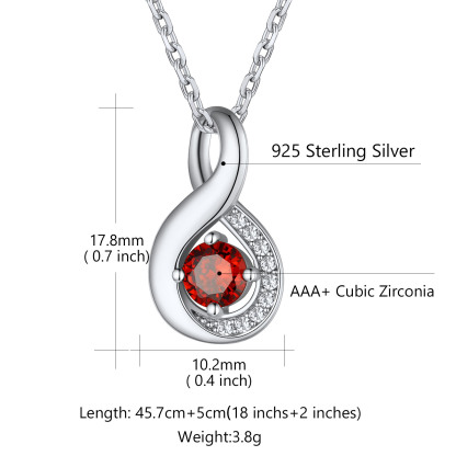 Collier Infini Personnalisé avec Gravure et 1 Pierre de Naissance Taille