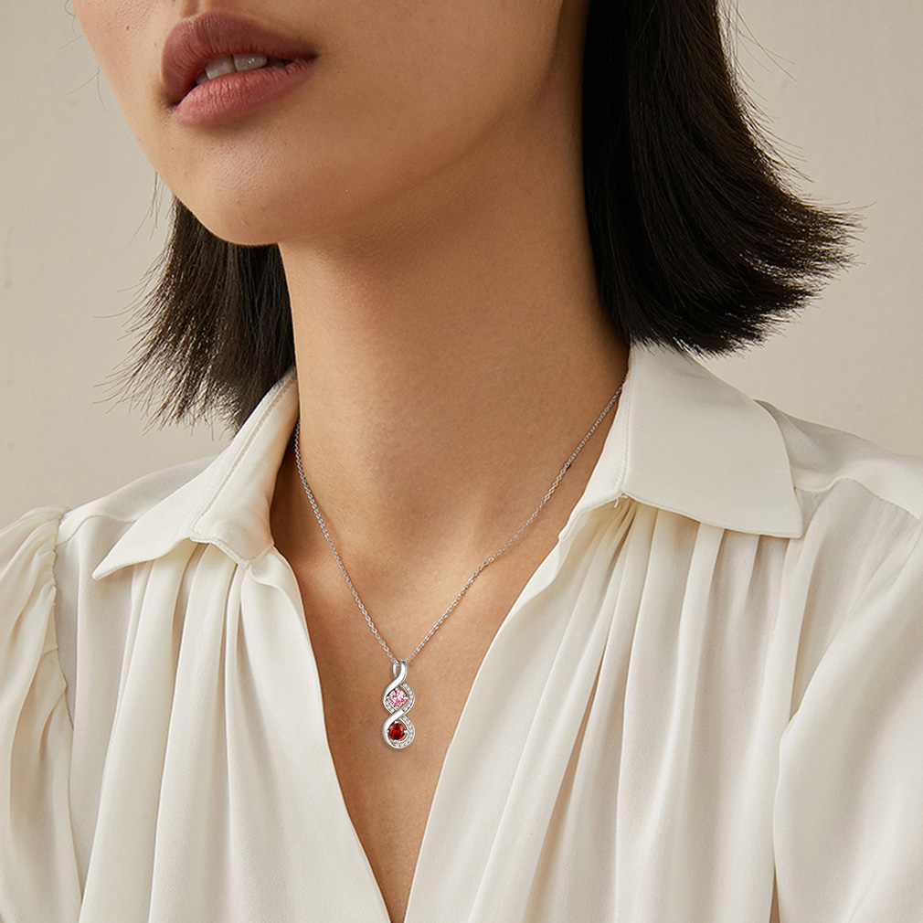 Collier Infini Personnalisé avec 1 à 4 Pierres de Naissance