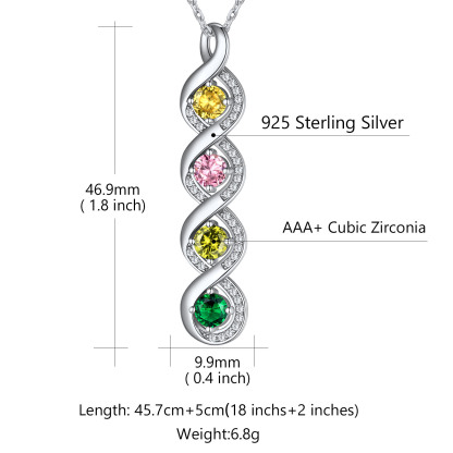 Collier Infini Personnalisé avec Gravure et 4 Pierres de Naissance Taille
