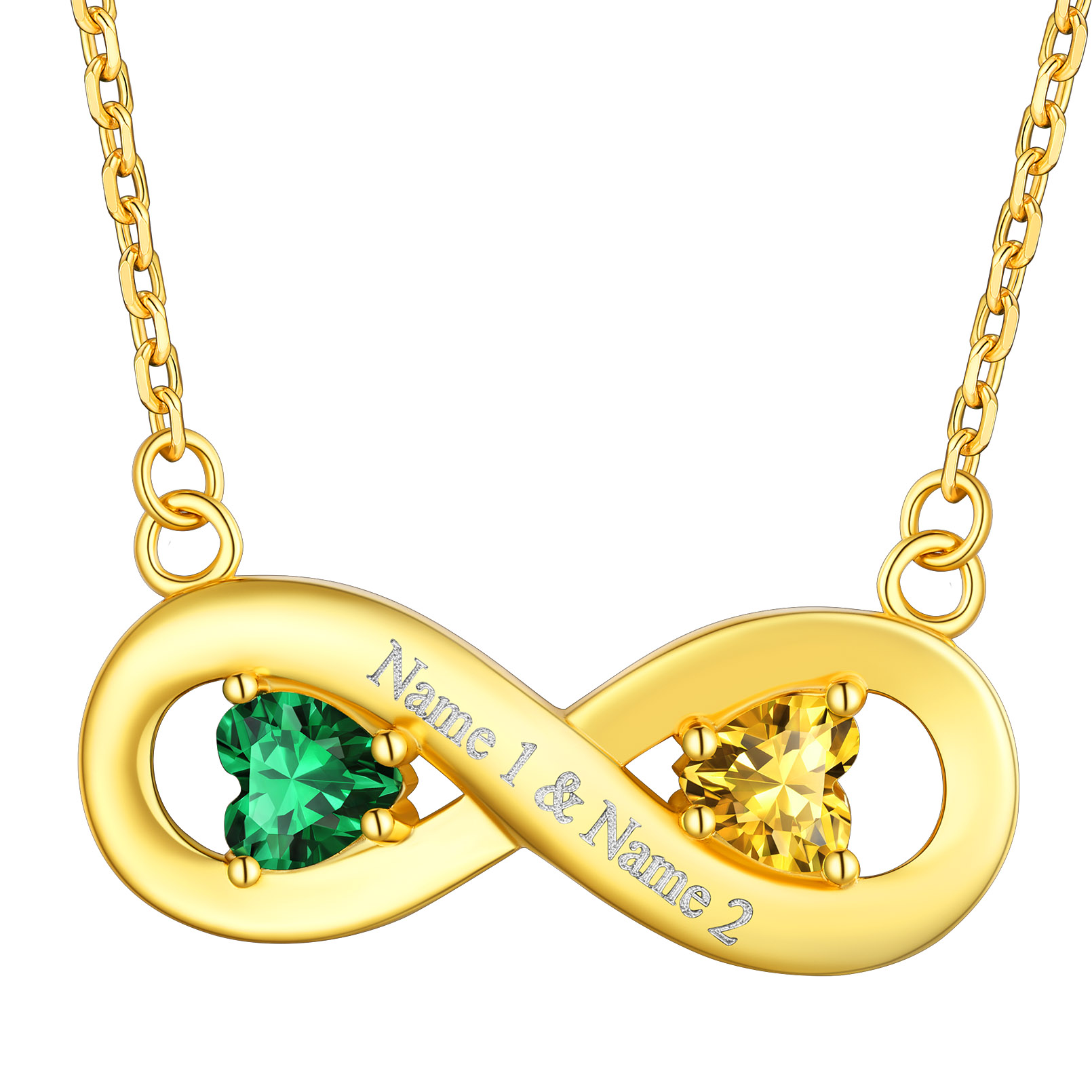 Collier Infini Personnalisé avec Gravure et Pierres de Naissance Or