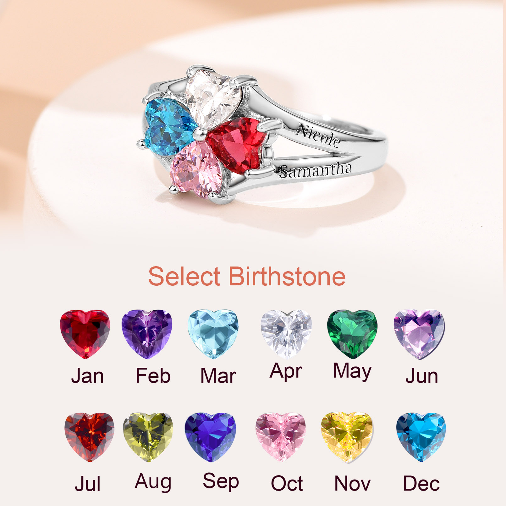 Bagues de Naissance Argent 925 pour Femmes Pierres