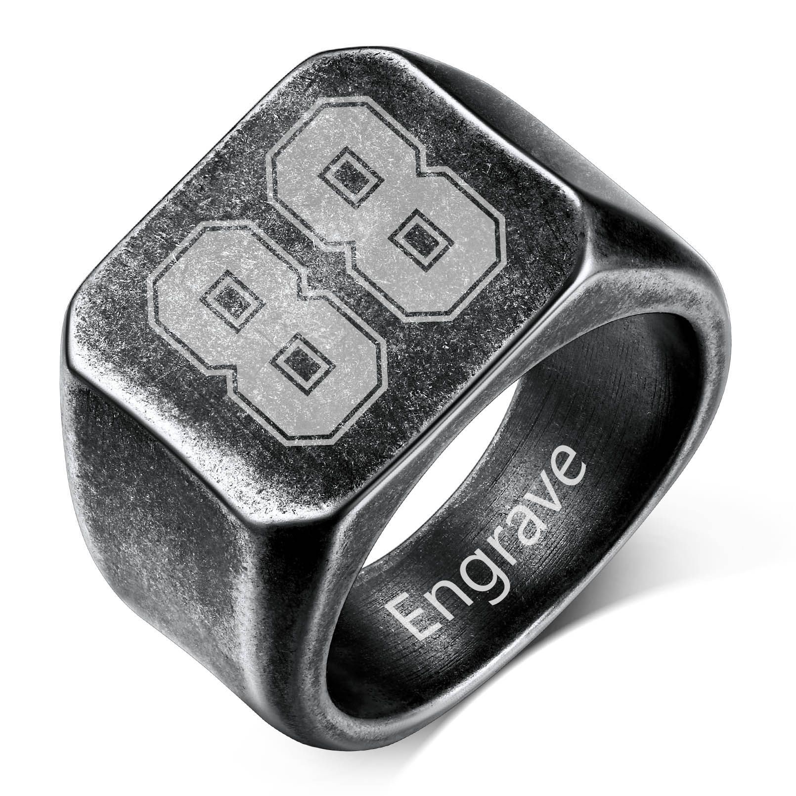 Bague  avec Numéro pour Hommes Gris