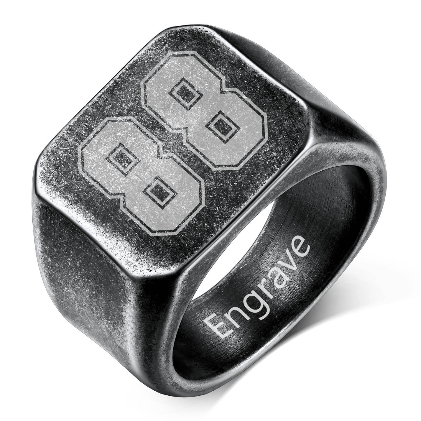 Bague  avec Numéro pour Hommes Gris