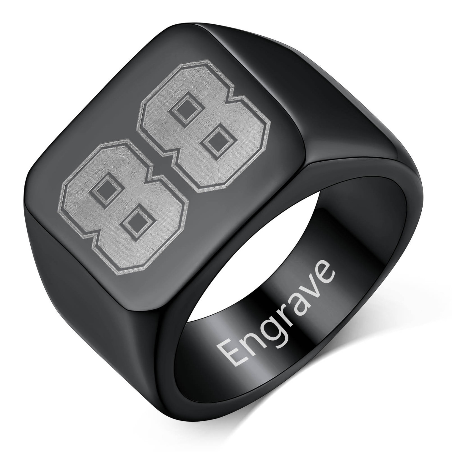 Bague  avec Numéro pour Hommes  Noir