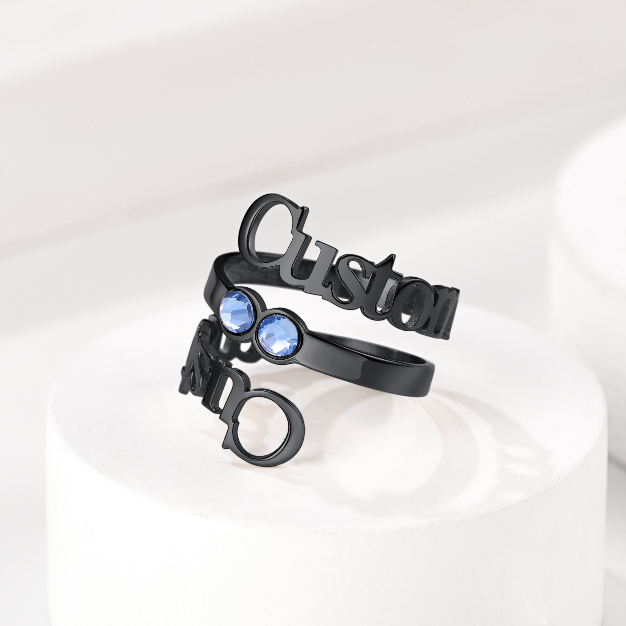 Bague Double Nom avec Pierre de Naissance Scène