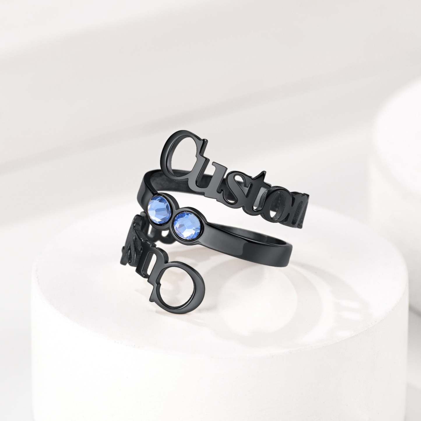 Bague Double Nom avec Pierre de Naissance Scène