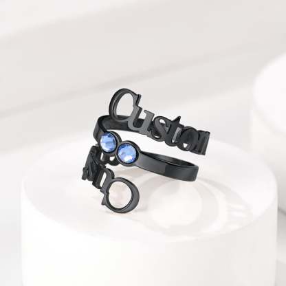 Bague Double Nom avec Pierre de Naissance Scène